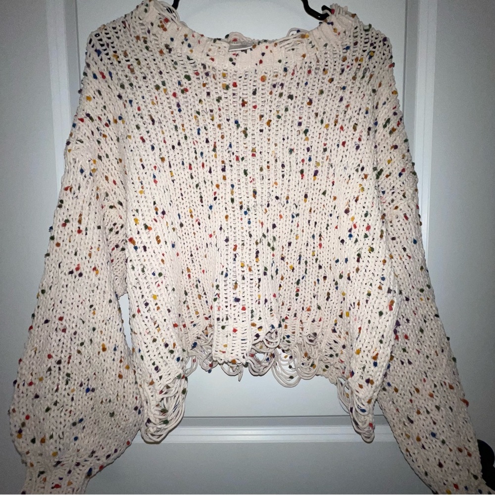 MAIN STRIP confetti crew neck knit sweater